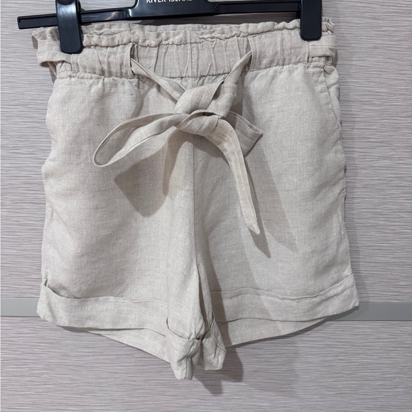 Mango Pants - MANGO Linen Belted Shorts In XS